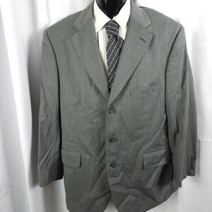 Tom James Mens 42L Gray Pinstripe 3-Button Ventless Sports Coat Blazer Suit